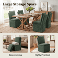thumbnail image 3 of Usaint Upholstered Dining Chair with Casters and Storage, Fabric Chair for Dining Room, Home Office and Living Room, Green, 3 of 6