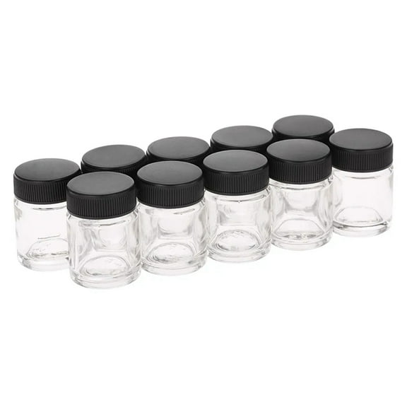 Nail Art Airbrush Tank Glass Bottle, 22cc Airbrush Paint Cosmetic Bottle Jar, Airbrush Tool Accessories Paint Cup 10 Pcs