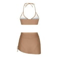 thumbnail image 5 of WREESH Womens Two Piece Swimsuit Swim Skirt Bikini Sets Swimsuit Split Swimsuit Bikini Set Beach Bathing Suit Coffee, 5 of 6