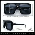 thumbnail image 4 of Geeky Bubble Frame Nerdy Thick Flat Top Oversized Rectangle Plastic Sunglasses All Black, 4 of 8