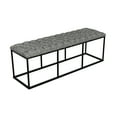 thumbnail image 4 of HomePop Draper Modern Metal and Fabric Large Ottoman with Button Tufting in Gray, 4 of 10