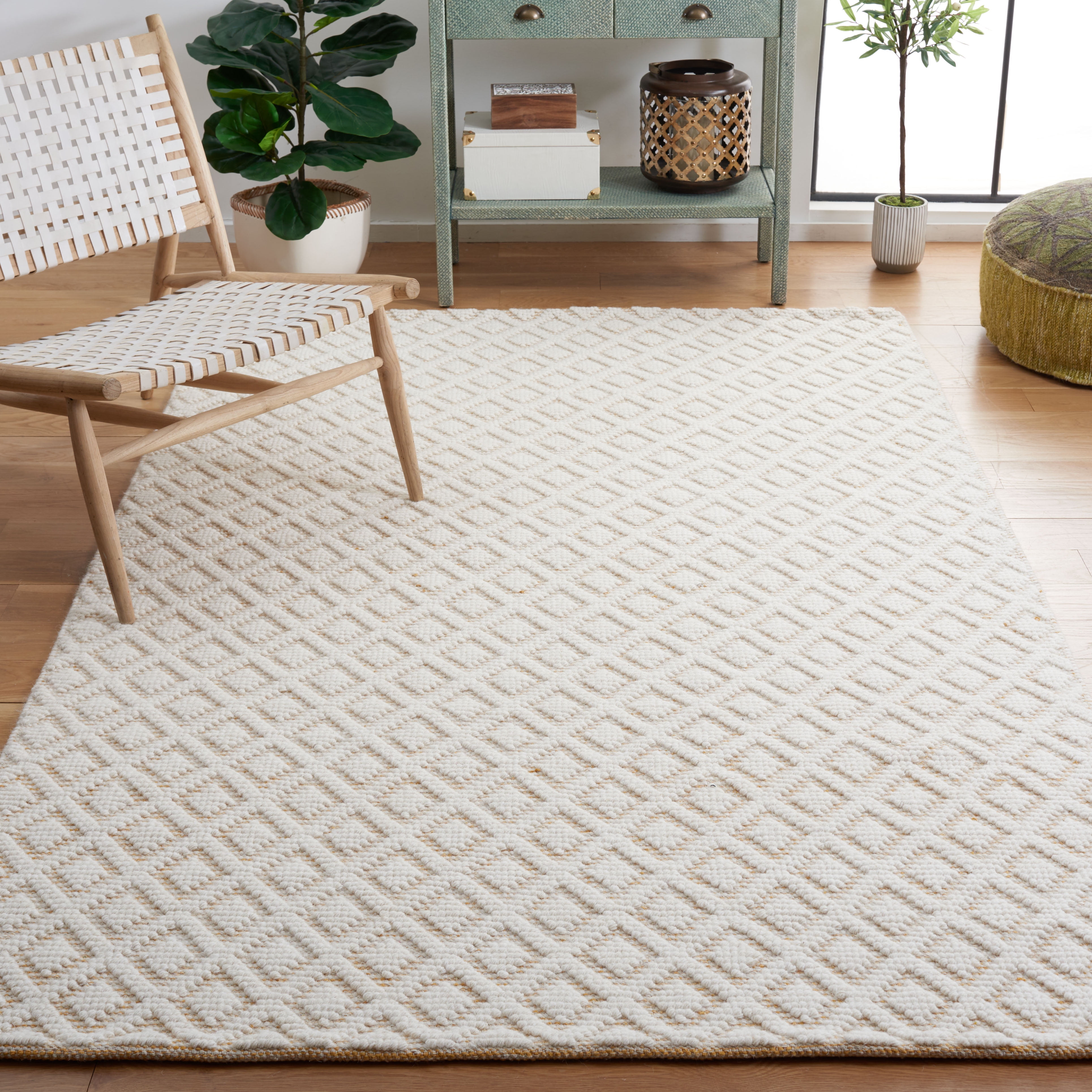 SAFAVIEH Vermont Thurstan Geometric Wool Area Rug, 3' x 5', Ivory/Gold