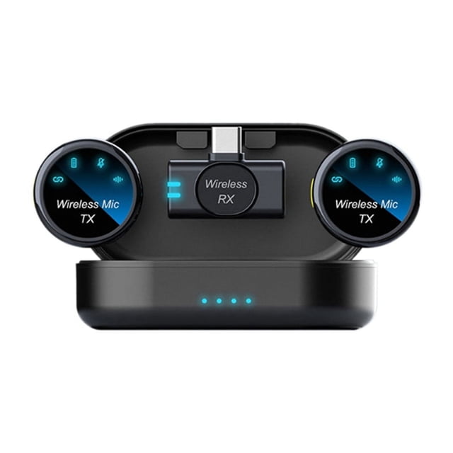 Micrófono de Solapa Inalámbrico Magnético con Cancelación de Ruido, Micrófono para Grabación de Audio y Video para Teléfonos Inteligentes, Color Negro