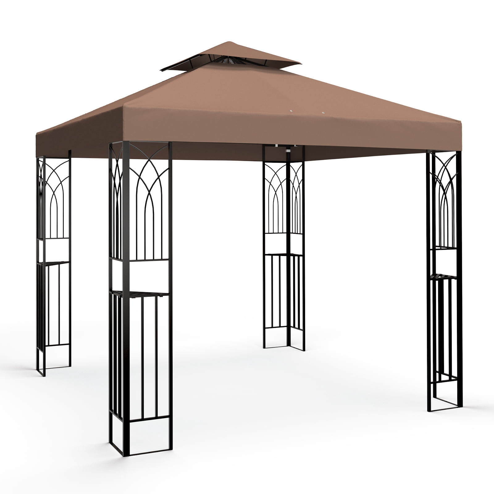 EAGLE PEAK 8 ft. x 8 ft. Outdoor Patio Gazebo with Double Roof,Brown