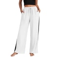 thumbnail image 3 of Hurxie Womens Casual Wide Leg Pants Drawstring Elastic Waist Palazzo Pants Baggy Lounge Trousers with Pockets White,XL, 3 of 8