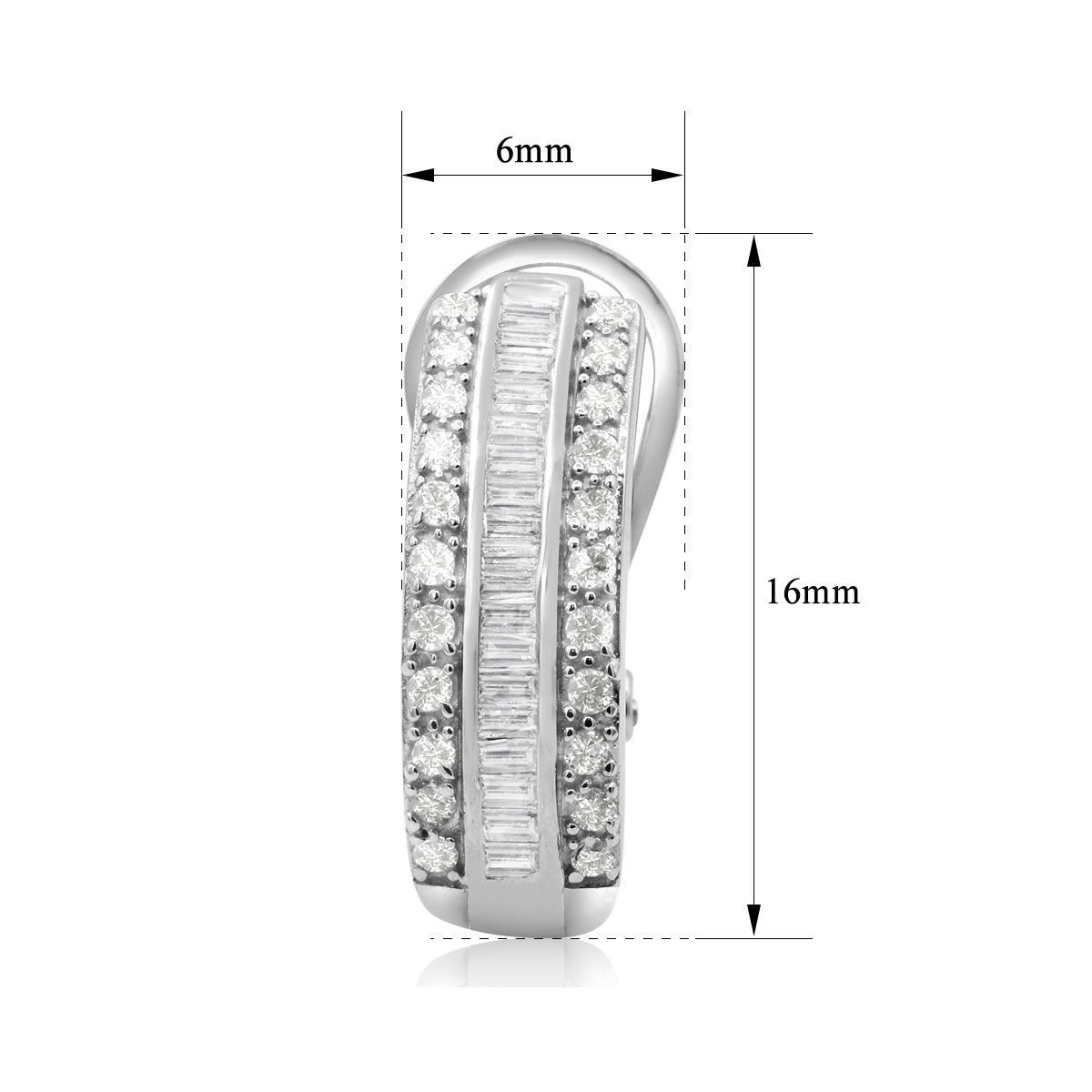 SuperJeweler 1 Carat Baguette and Round Colorless Diamond Hoop Earrings In Sterling Silver For Women