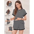 thumbnail image 3 of Weardear Maternity Outfits Set 2 Piece Matching Sets Waffle Knit Raglan Short Sleeve Tops and Shorts with Pockets Casual Pregnancy Loungewear, 3 of 6