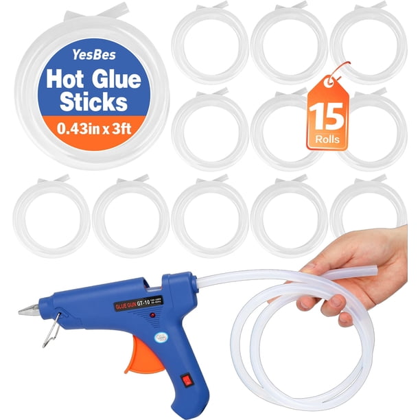 15 Rollos de Barras de Pegamento en Barra Hot Glue YesBes 3 ft x 0,43 cm para Pistola de Pegamento