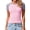 Pink, variant on Color Block Summer Short Sleeve Women Slim Fit Raglan Crop Tops