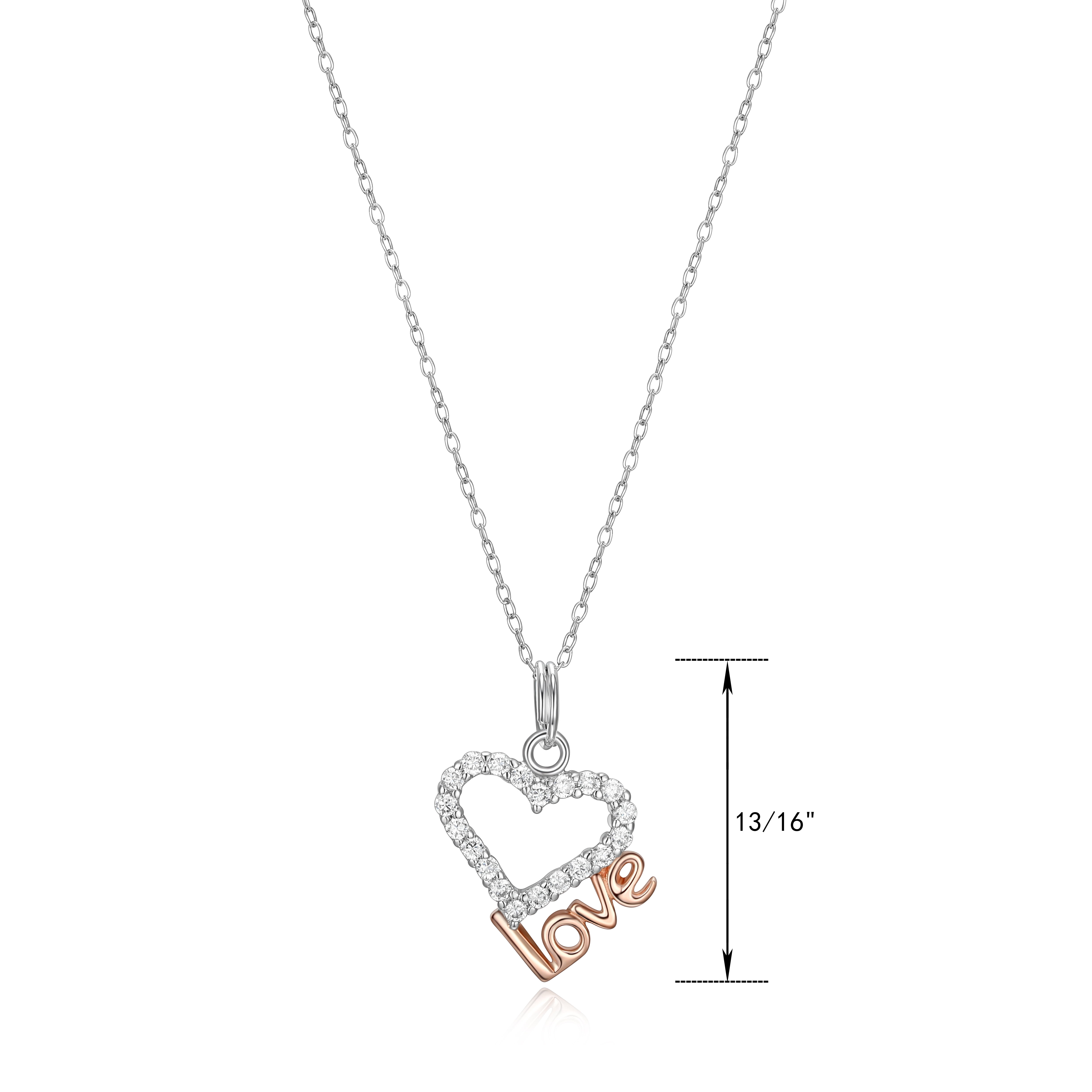 Forever Facets Cubic Zirconia Heart Pendant and Round Stud Earring Set