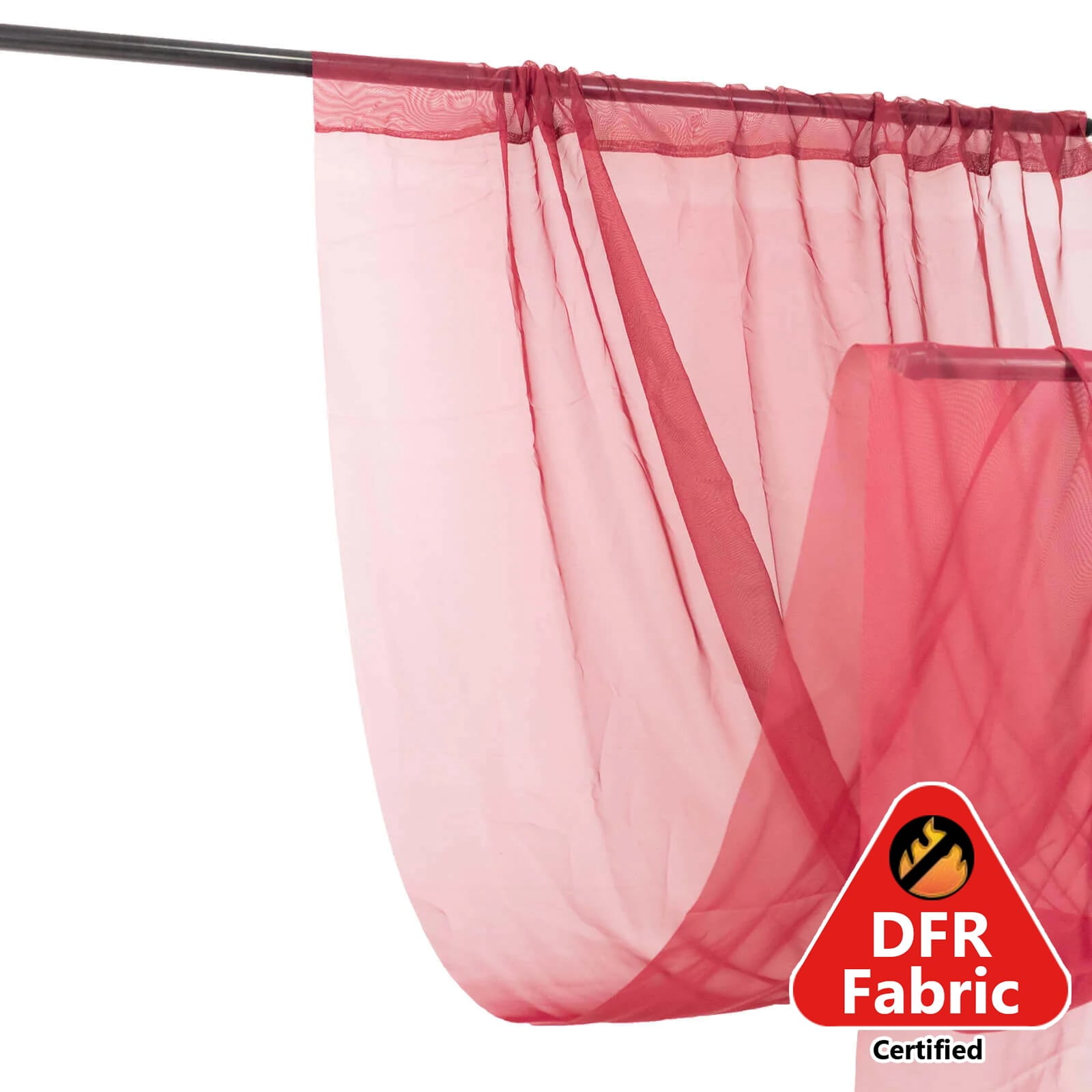 Efavormart 5ftx32ft Premium Burgundy Chiffon Curtain Panel, Backdrop Ceiling Drapery With Rod Pocket