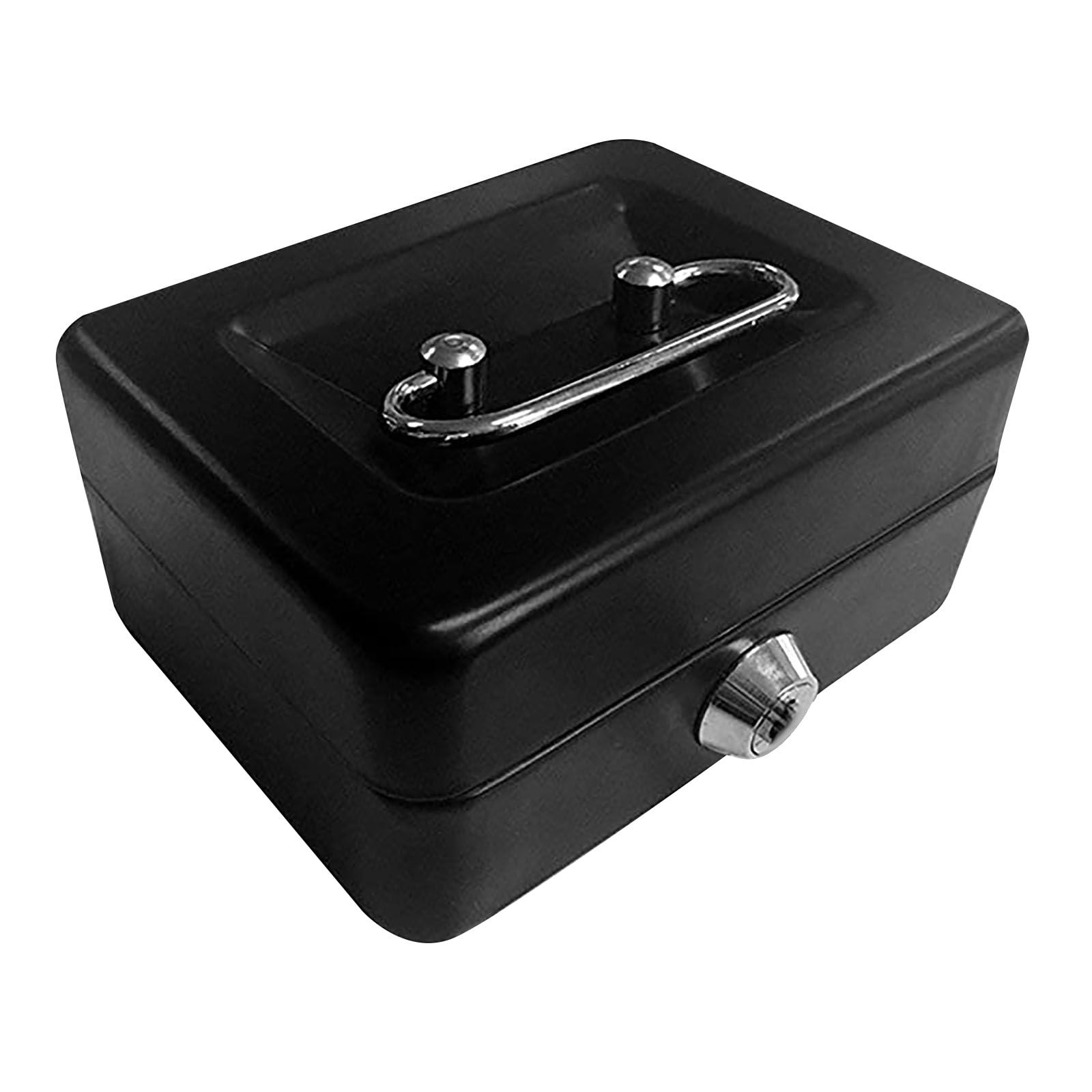 Cash Box with Key Lock Portable Metal Money Box with Double Layer and 2 Keys for Security 15 x 12 x 7.6 cm Blue 