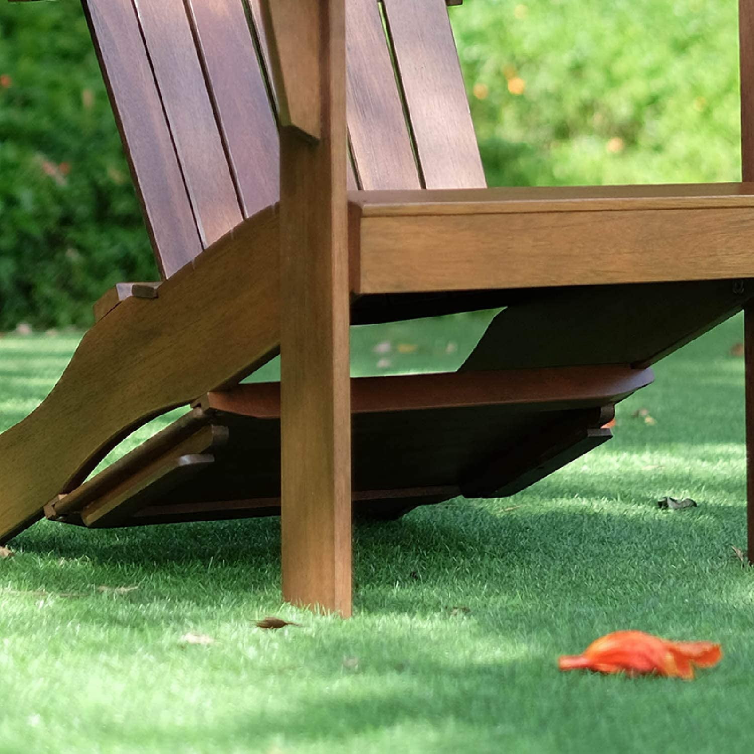 Alston Mahogany Outdoor Adirondack Chair, Free Tray Table, Natural Brown