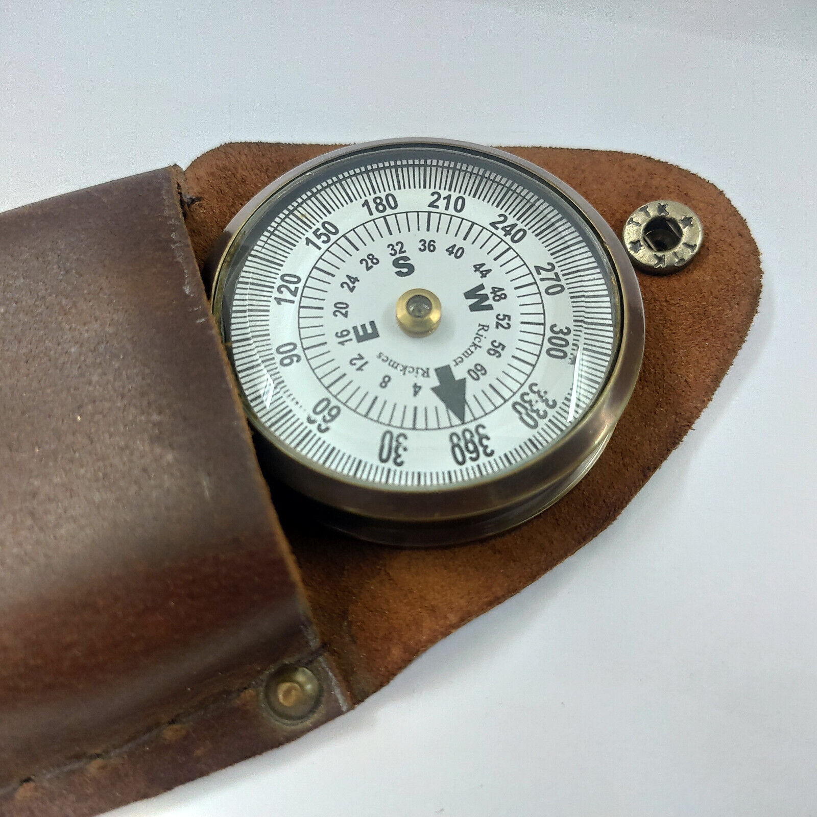 Antique Brass pocket compass nautical with leather case