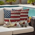 thumbnail image 4 of Coastal American Flag Outdoor Waterproof Pillow Covers, Starfish Shell Vintage Decorative Square Throw Pillowcase Sofa Cushion Sham for Patio/Couch/Chair, 18"x18" 2 Pack, 4 of 8