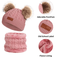 thumbnail image 4 of Toddler Hat， Color Winter Double Pom Pom Knitted Cap and the same color scarf, 4 of 5