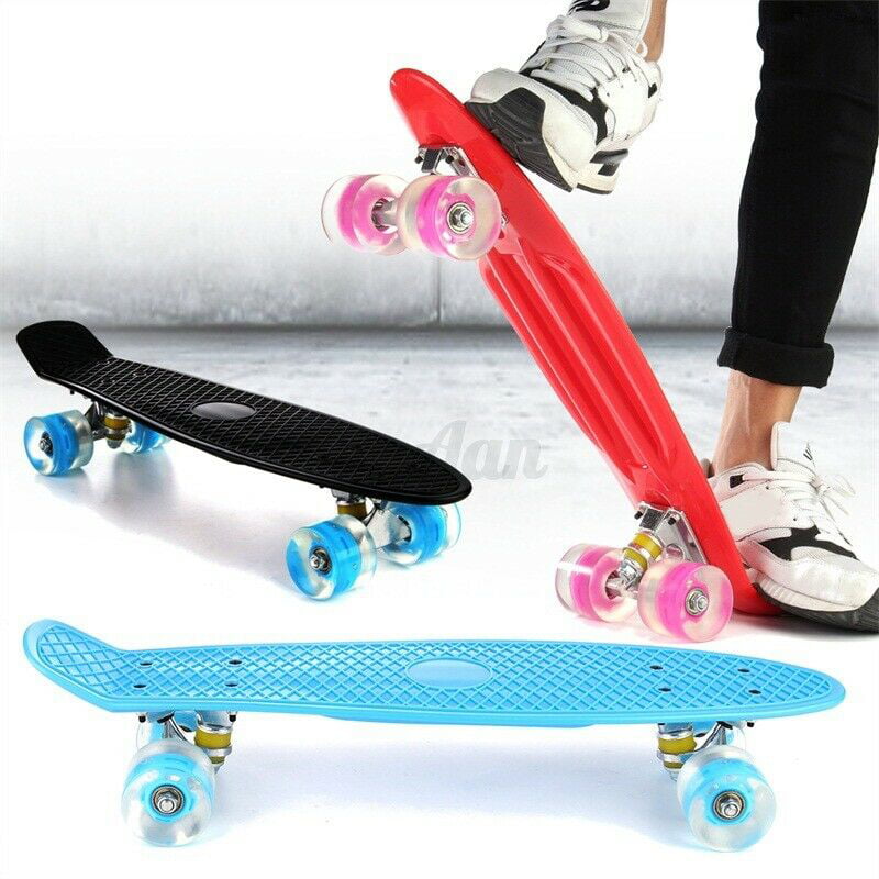 22'' LED Skateboard Complete Outdoor Street Long Board Kids Penny Style Scooter 