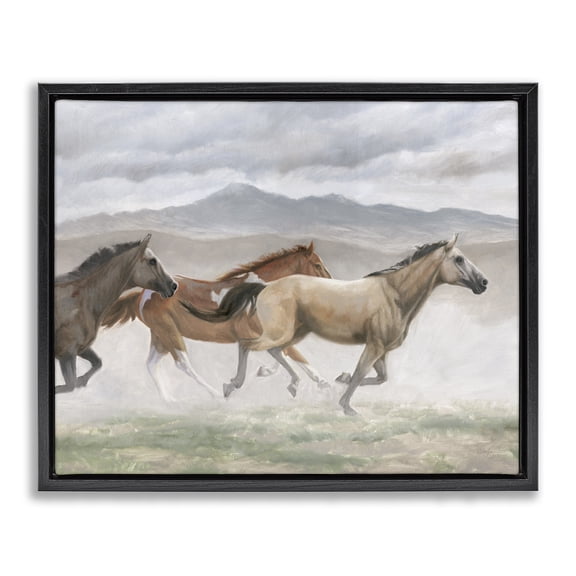 Stupell Industries Southwestern Galloping Horses Landscape Black Floating Frame Canvas Art, 21 x 17, by Wellington Studio