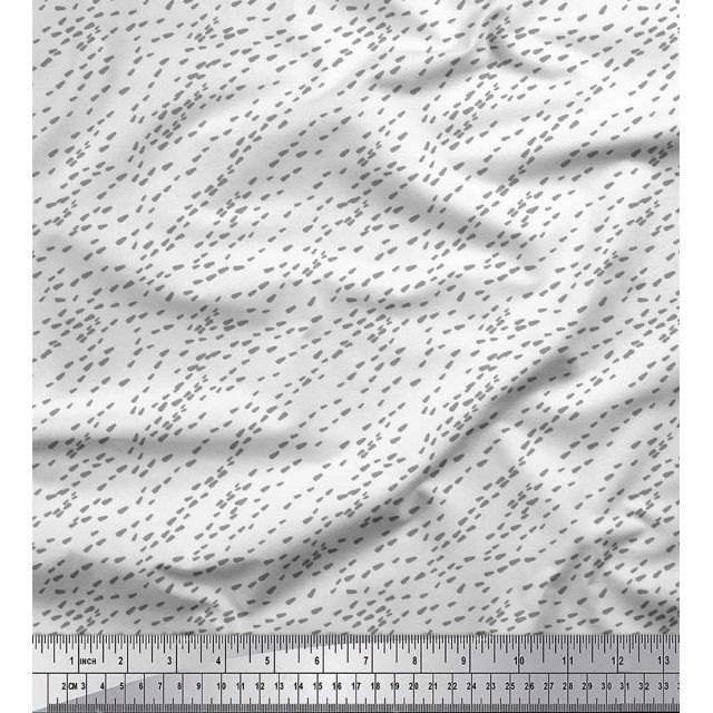 Soimoi White Velvet Fabric Brush Stroke Abstract Decor Fabric Printed Yard 58 Inch Wide