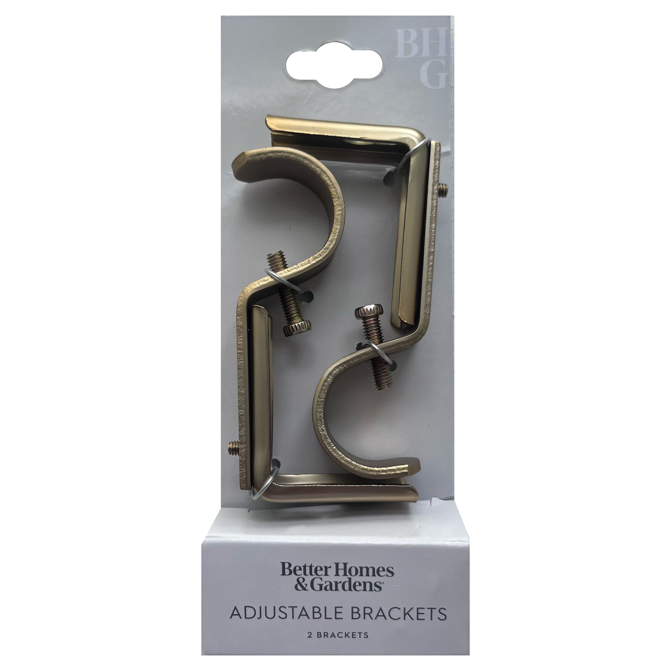 Better Homes & Gardens Plated Brass 3/4" to 1" Adjustable Curtain Rod Brackets, 2 Count