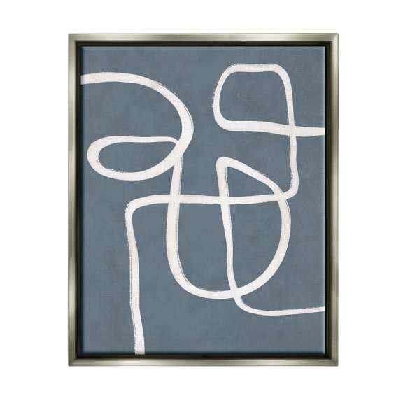 Stupell Industries Round White Squiggles Contemporary Abstract Design Graphic Art Luster Gray Floating Framed Canvas Print Wall Art, Design by Nina Blue