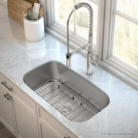 Kraus Kitchen Combo With Outlast Microshield Undermount Stainless Steel 31 In Single Bowl Real 16 Gauge Kitchen Sink And Nola Commercial Kitchen