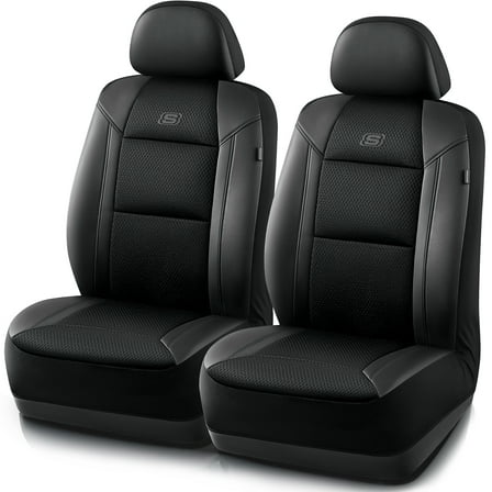 Skechers 2 Piece Car Seat Cover Air Cooled Memory Foam Black - Universal Fit, 23SK81