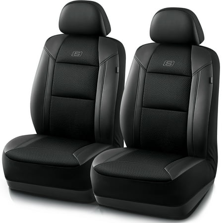 Skechers 2 Piece Car Seat Cover Air Cooled Memory Foam Black - Universal Fit  23SK81