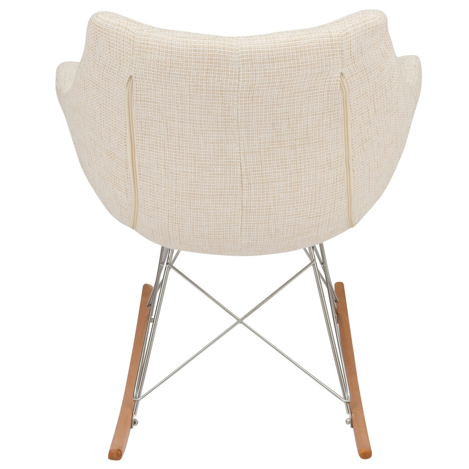 Modern Upholstered Rocking Chair – Small Accent Chair for Nursery, Kids, or Living Room | Nursing Chair with Curved Back & Wood Rocker Legs, Beige