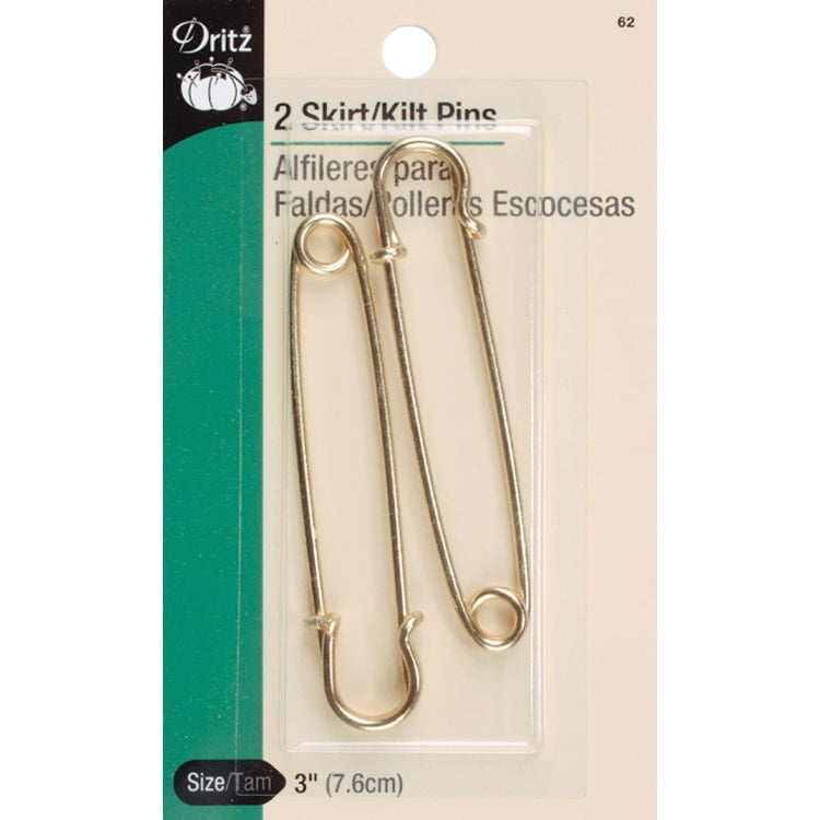 Dritz Skirt & Kilt Pins 3" 2/PkgBrass Gilt
