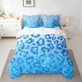 thumbnail image 2 of Feelyou Glitter Leopard Print Comforter Set 7pcs, Blue Sequin Print King Bedding Sets, 2 of 8