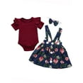 thumbnail image 1 of Actoyo Newborn Baby Girl Outfit Romper Suspender Floral Skirt Hairband Clothes, 1 of 3