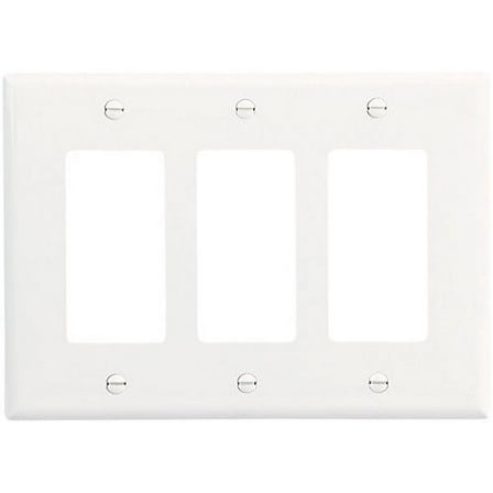 Cooper Wiring Devices 2063W 3-Gang Decorator Rocker Switch Wall Plate, Mid-Size, White