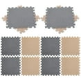 thumbnail image 5 of Supvox 30Pcs Interlocking Foam Tiles Soft Eva Puzzle Floor Mat Grey and Camel for Home, 5 of 7