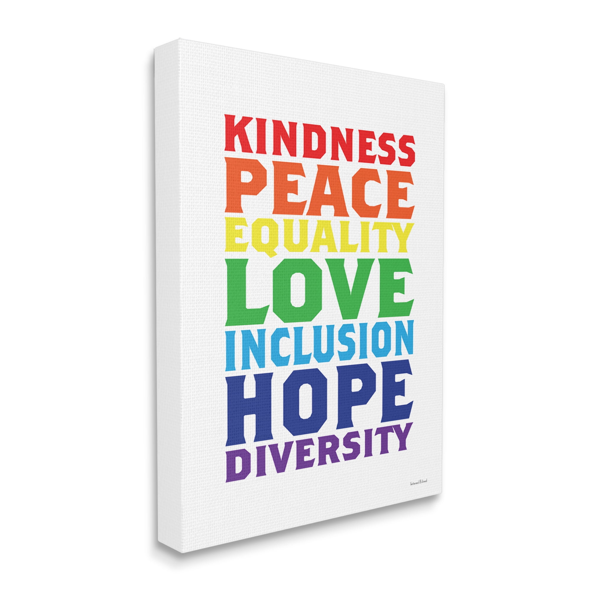 Stupell Industries Kindness Peace Equality Phrases Rainbow Inclusive Terms, 16 x 20, Design by Lettered and Lined