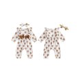 thumbnail image 2 of Baby Toddler Girl Christmas Outfit, 0 3 6 9 12 18 Months Reindeer Print Ruffle Long Sleeve Full Length Romper with Bow Headband 2 Piece Clothing Set, 2 of 9