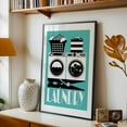 thumbnail image 5 of Retro Laundry Sign - Turquoise, Black and White - Digital Art Modern Art Pop Art Abstract Typography Humor Black Framed Wall Art Print 18 x 24 inches, 5 of 9