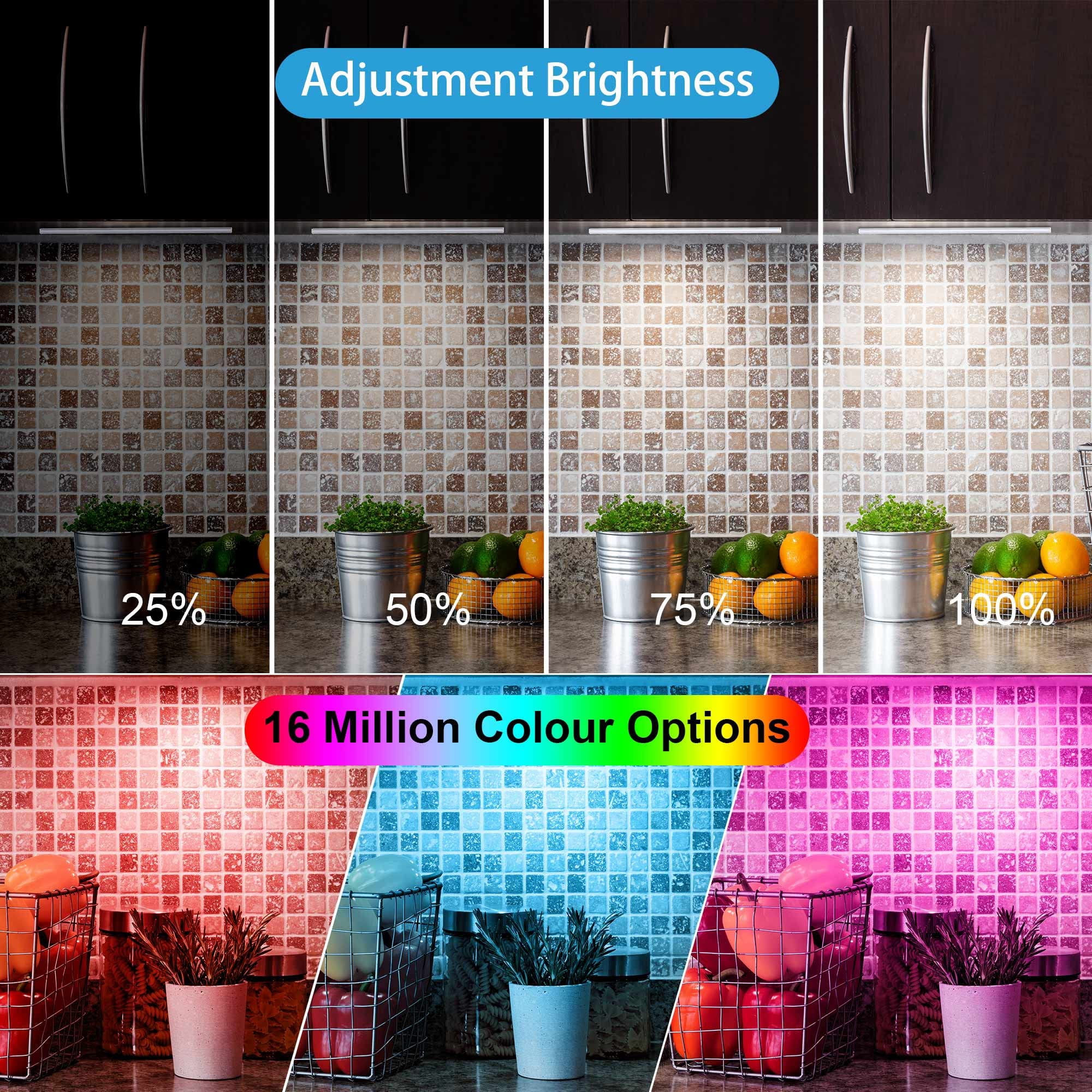 6Pcs RGB Under Cabinet Lights Plug in, 12 Inch Under Cabinet Lighting Kit, Closet Lights with Smart APP Remote & Adapter, Dimmable Under Counter Lights for Kitchen, Shelf, Workbench, Desk, Bookcase