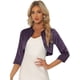 thumbnail image 1 of Cárdigan Allegra K Bolero de Satén Hombros Descubiertos Manga 3/4 Mujer Morado Oscuro S, 1 of 5