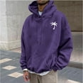 thumbnail image 2 of Mens Graphic Hoodies Palm Tree Printed Casual Sweatshirts Hoods Long Sleeve Comfy Soft Stretch Fall Clothing Cotton Hawaii Hooded Sweatshirts Pullover Tops with Pockets, Purple (3X-Large), 2 of 4