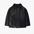 thumbnail image 2 of Fancifize Moto PU Leather Jackets for Boys Kids Classic Lapel Long Sleeve Zipper Retro Motorcycle Outerwear with Pockets, 2 of 7