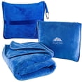 thumbnail image 1 of Manta viaje suave premium, estuche manta avión + almohada, cinturón equipaje, clip mochila, manta grande y compacta para viaje (azul T003), 1 of 3
