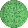 thumbnail image 1 of Ahgly Company Indoor Round Oriental Emerald Green Industrial Area Rugs, 5' Round, 1 of 4