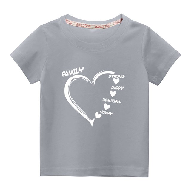 MeetoTime T-shirt en Coton à Manches Courtes pour Garçons et Filles, Imprimé Cœur, 3-10 Ans