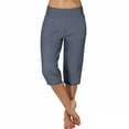 thumbnail image 3 of Olyvenn Women's Wide Leg Yoga Pants Tummy Control Capri Pants Trendy Summer Pants Loose Flowy Athletic Pants for Running Gym Blue M, 3 of 8