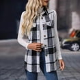 thumbnail image 2 of Womens Vests Outerwear Fashionable Women's Casual Plaid Sleeveless Lapel Winter Coat Cardigan, 2 of 8
