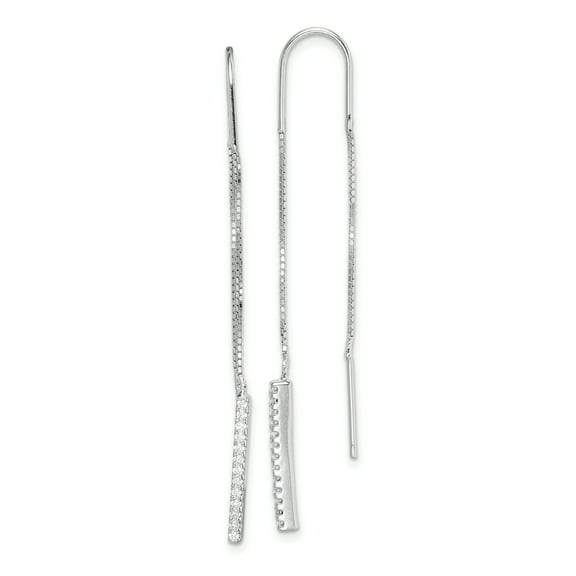 Primal Silver Sterling Silver Rhodium-plated CZ Threader Earrings