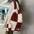 thumbnail image 2 of Color Contrast Laptop Backpack, Fashion Preppy Style School Bookbag, Casual Versatile Nylon Travel Rucksack, 2 of 5