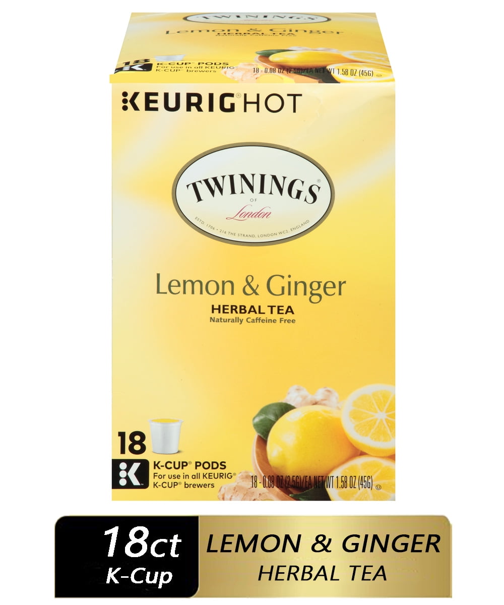 Twinings of London Lemon & Ginger Herbal Tea KCups for Keurig , 18 Ct