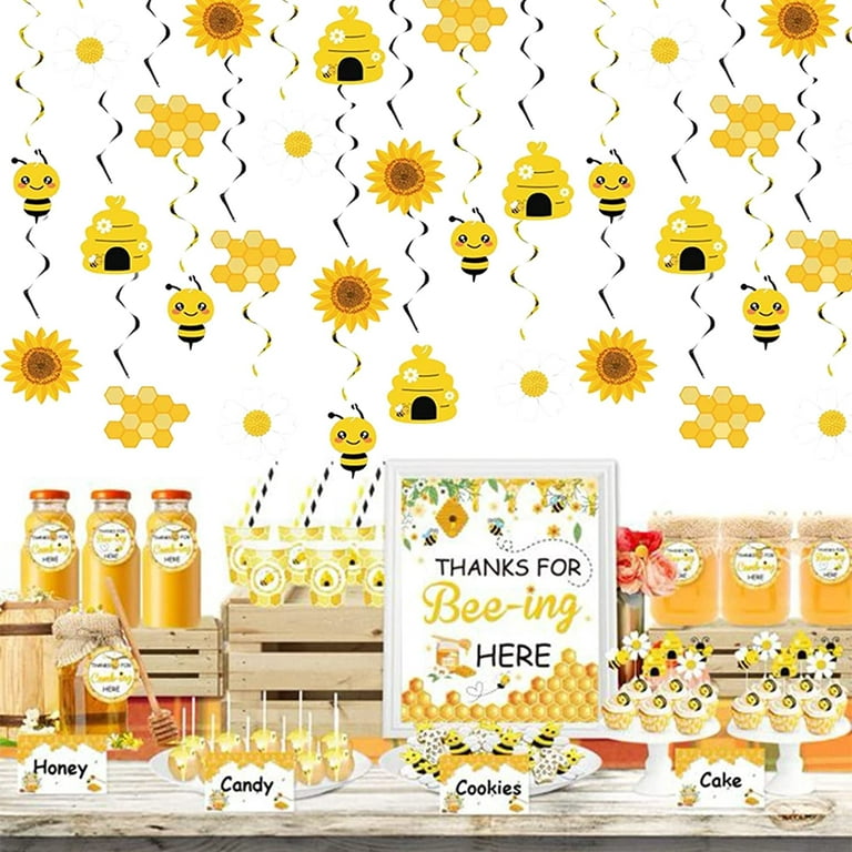 Honey Bee Decorations for Party 40 Pieces Bumble Bee Hanging Swirl